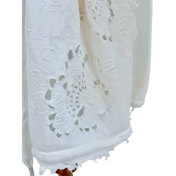 Free People Ivory White French Terry Boho Oversized Hooded Wrap Cardigan Jacket - Picture 8 of 16